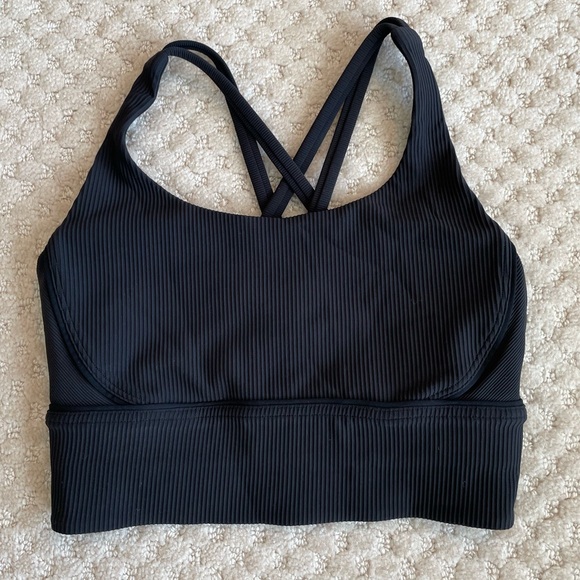 Lululemon Energy Longline Ribbed Sports Bra Black 4 Medium Support - Picture 3 of 6